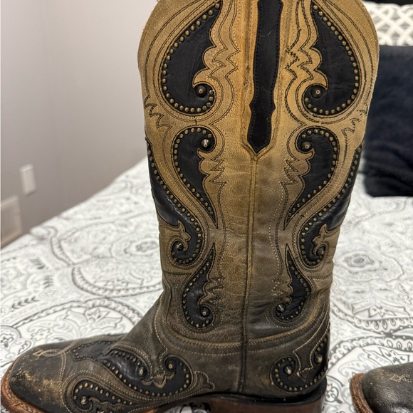 Lucchese Ombré Pearl Goat Square Toe Cowboy Boots - Picture 3 of 16